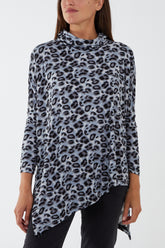 Animal High Neck Asymmetric Top