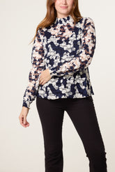 Butterfly Polkadot Lace Sheer Blouse