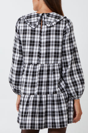 Tartan Frill Collar Smock Dress