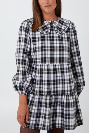 Tartan Frill Collar Smock Dress