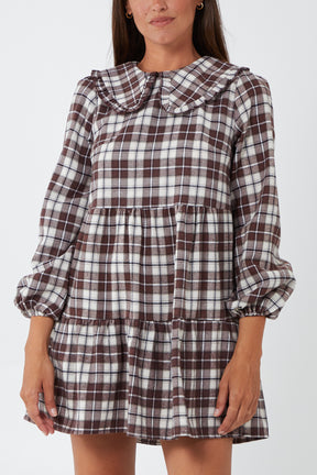 Tartan Frill Collar Smock Dress