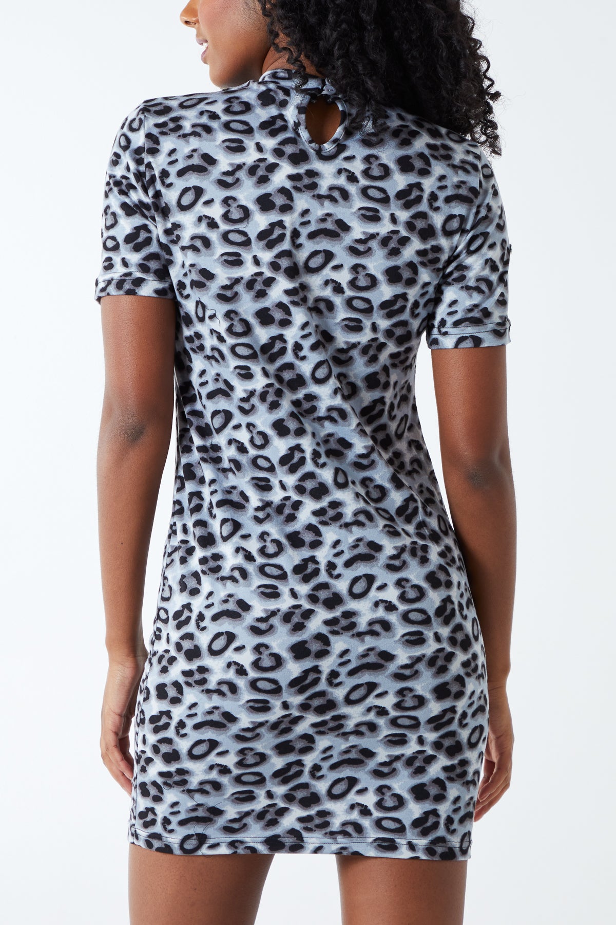 Leopard Print High Neck Bodycon Dress
