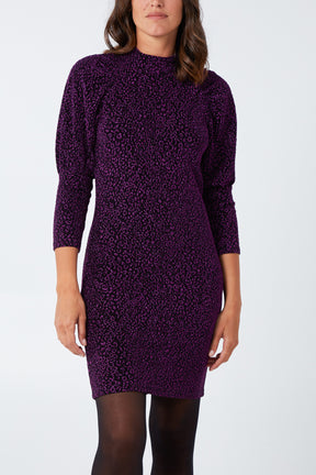 Puff Sleeve Animal Mini Dress