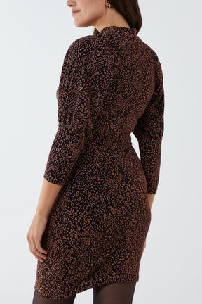 Puff Sleeve Animal Mini Dress