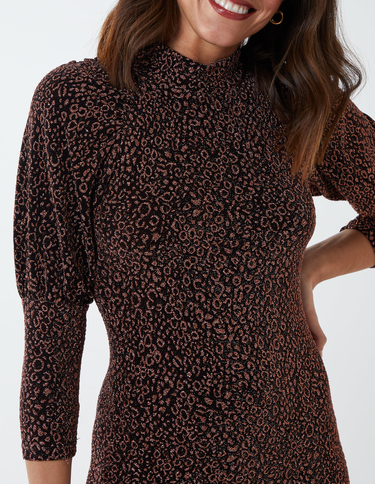 Puff Sleeve Animal Mini Dress