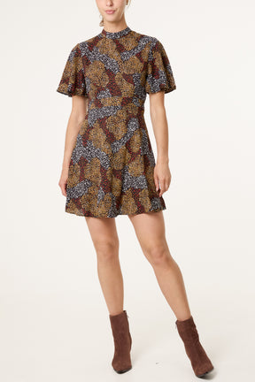 Angel Sleeve High Neck Dress