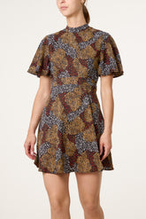Angel Sleeve High Neck Dress