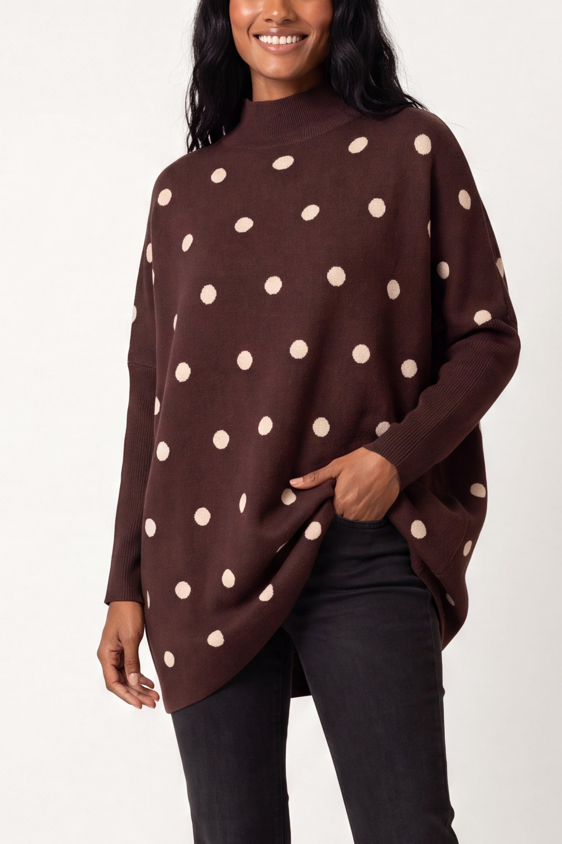 Polka Dot Batwing Knit Jumper