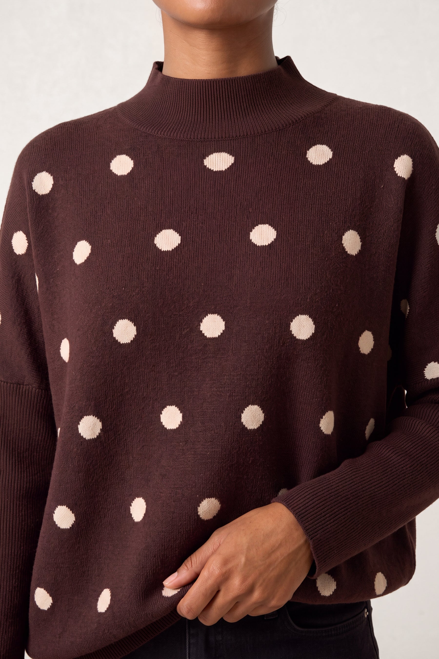 Polka Dot Batwing Knit Jumper