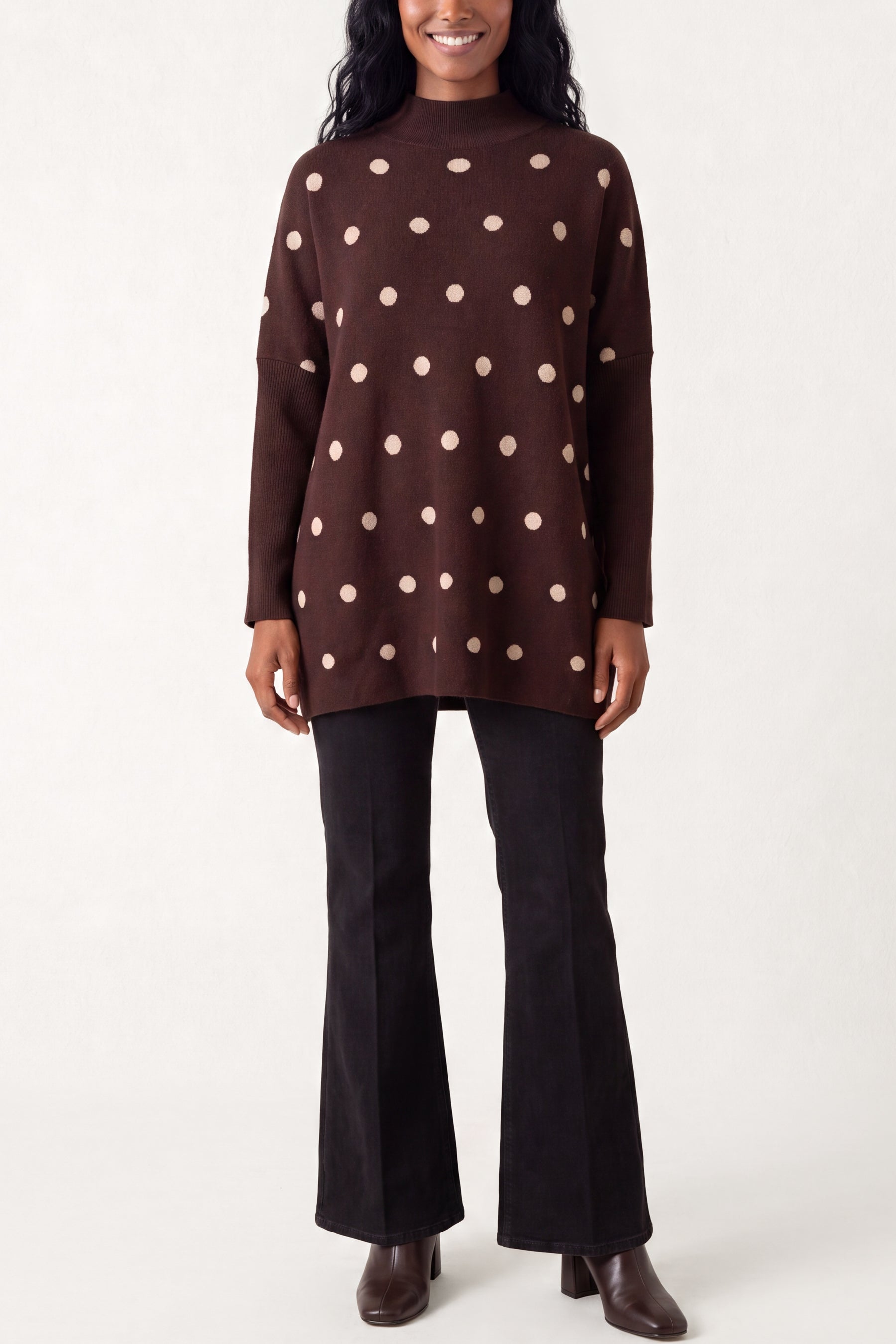 Polka Dot Batwing Knit Jumper