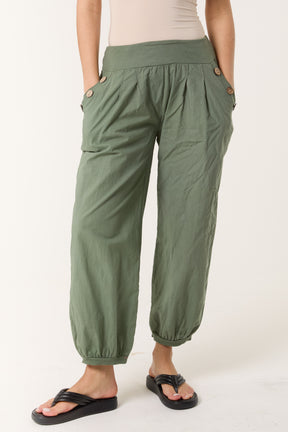 Button Pocket Detail Harem Pants