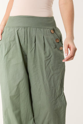 Button Pocket Detail Harem Pants