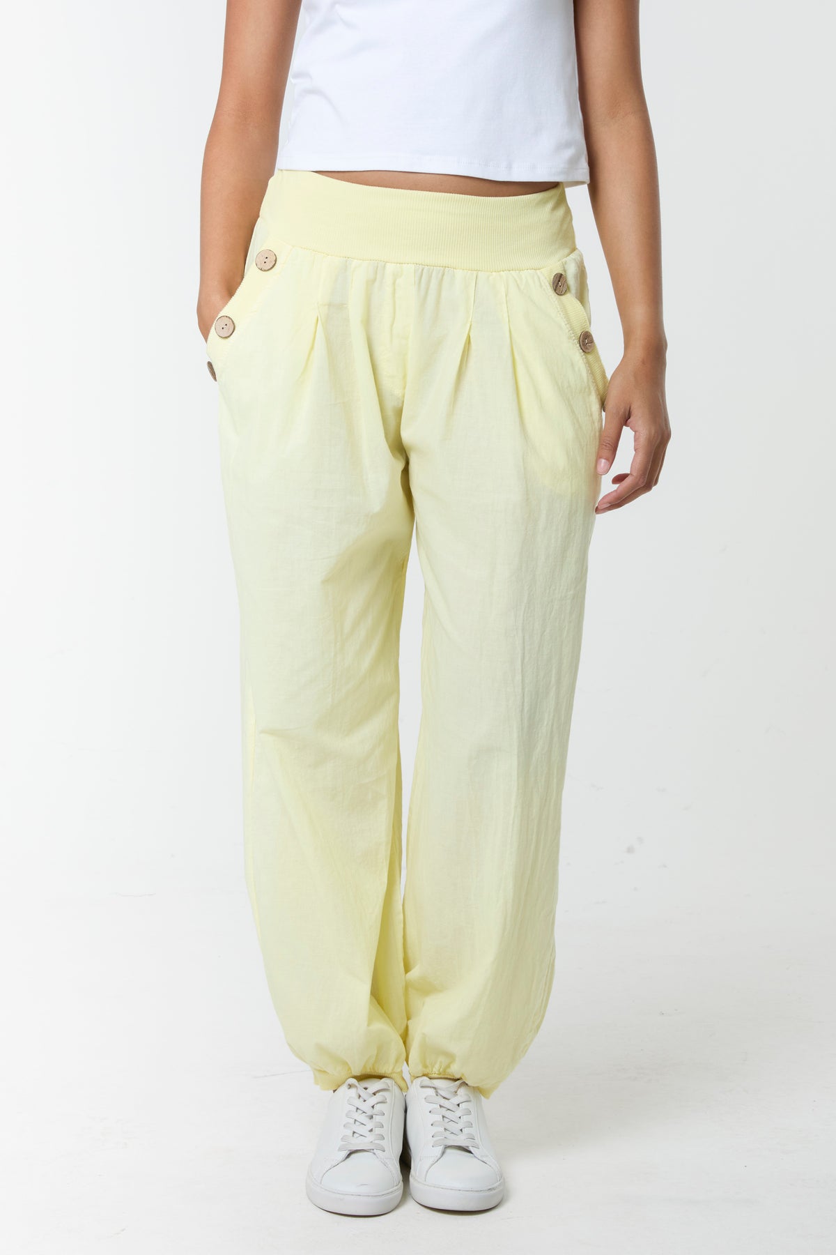 Button Pocket Detail Harem Pants