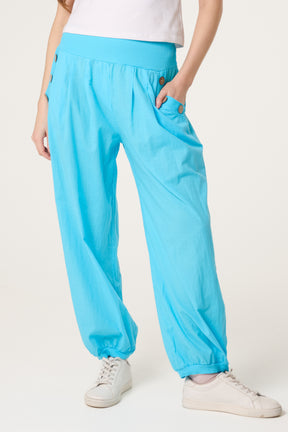 Button Pocket Detail Harem Pants