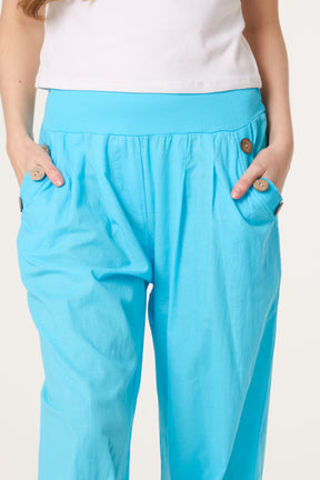 Button Pocket Detail Harem Pants