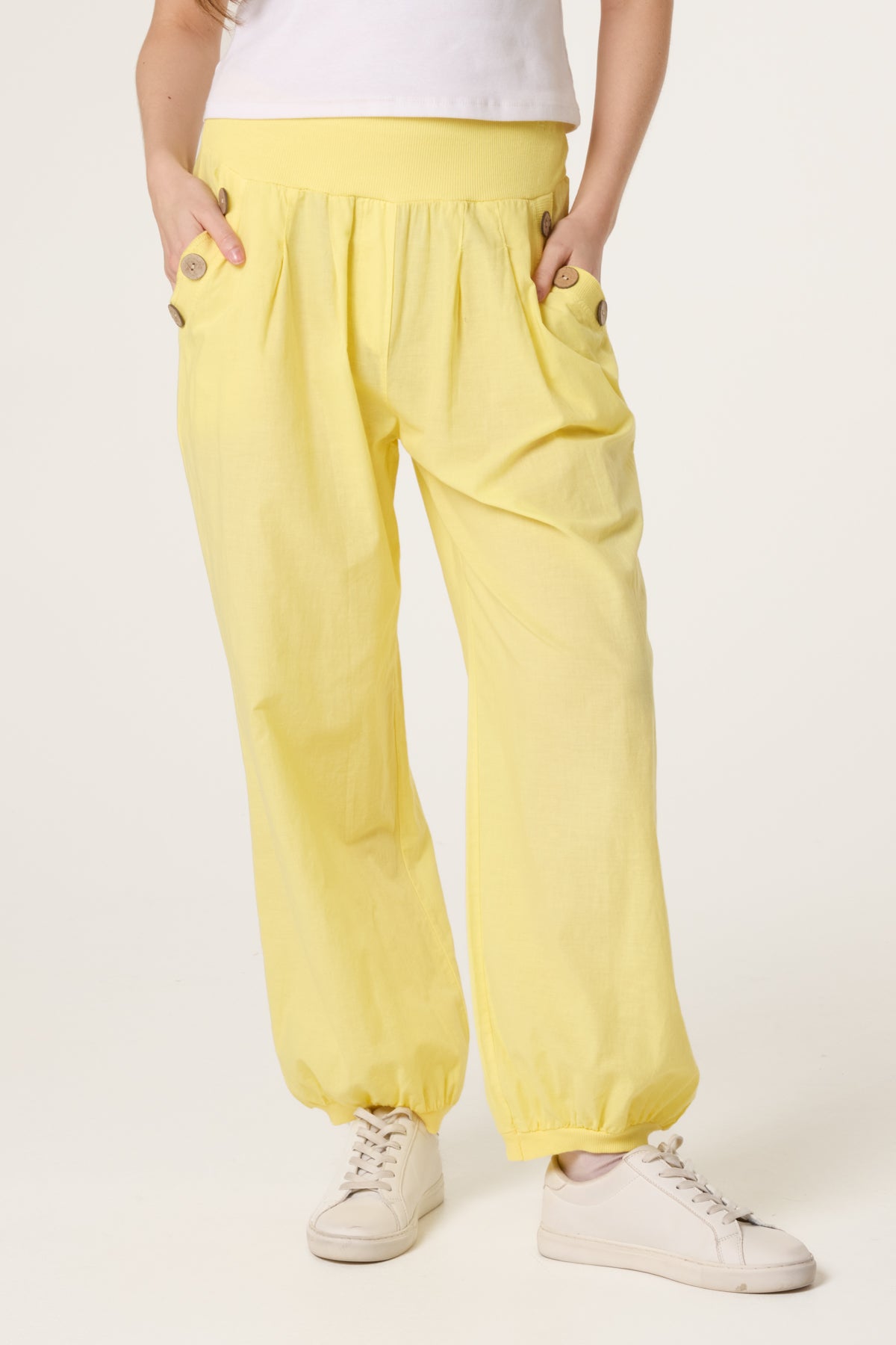 Button Pocket Detail Harem Pants
