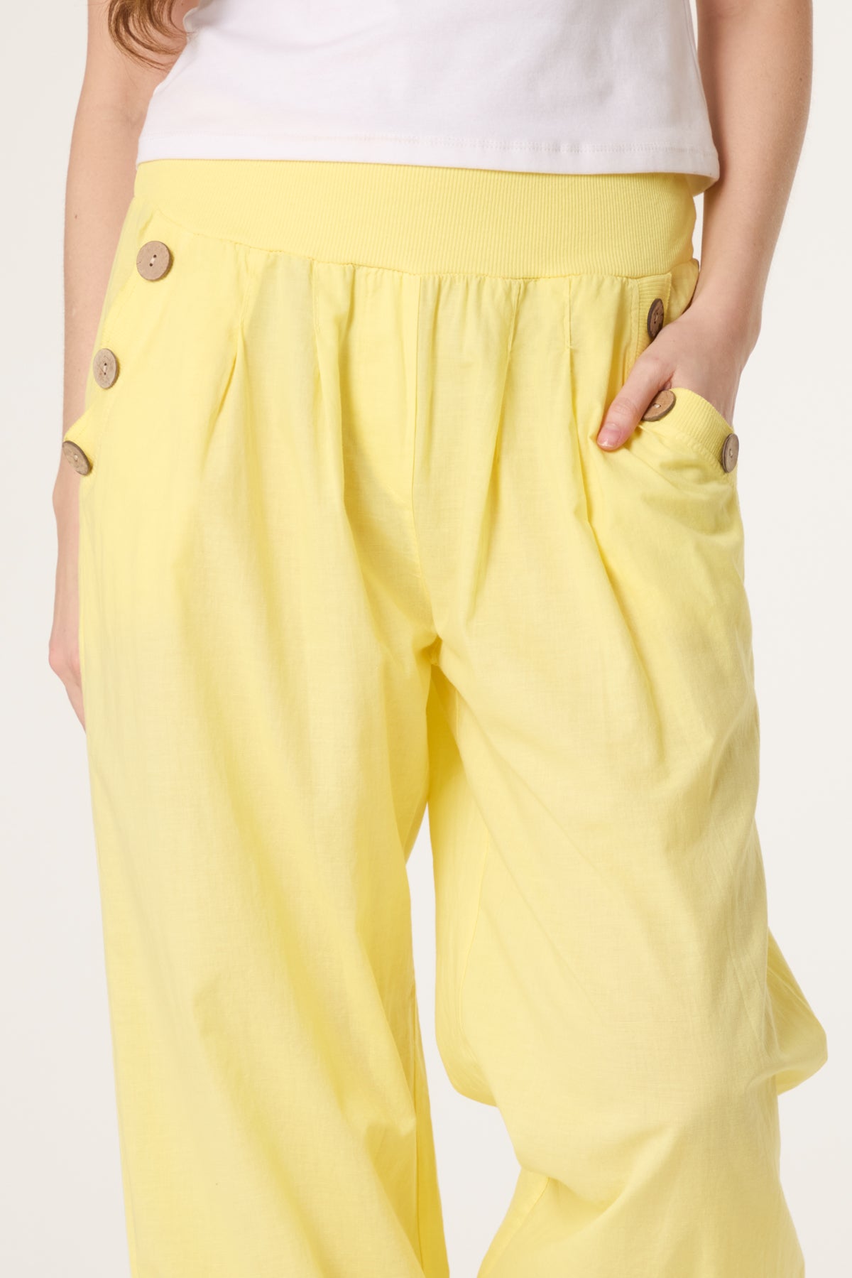 Button Pocket Detail Harem Pants