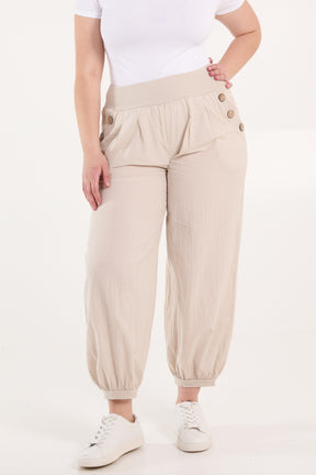 Button Pocket Detail Harem Pants