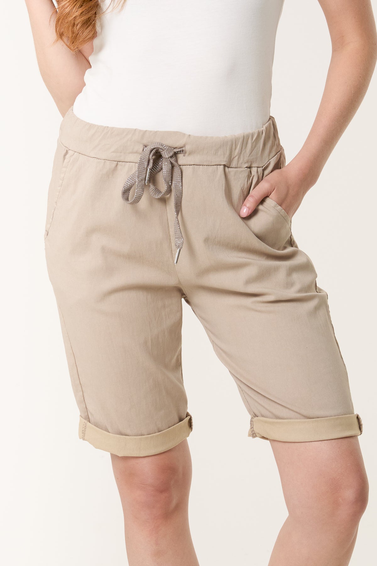 Magic Plain Drawstring Crushed Shorts