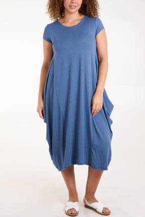 Cap Sleeve Plain Parachute Dress