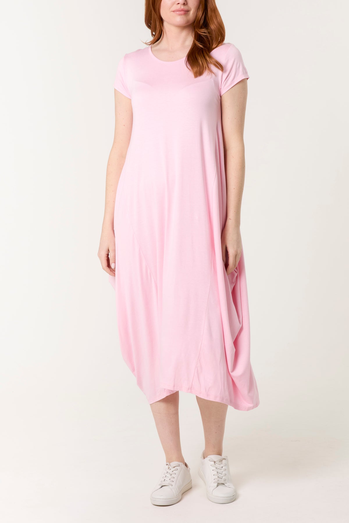 Cap Sleeve Plain Parachute Dress