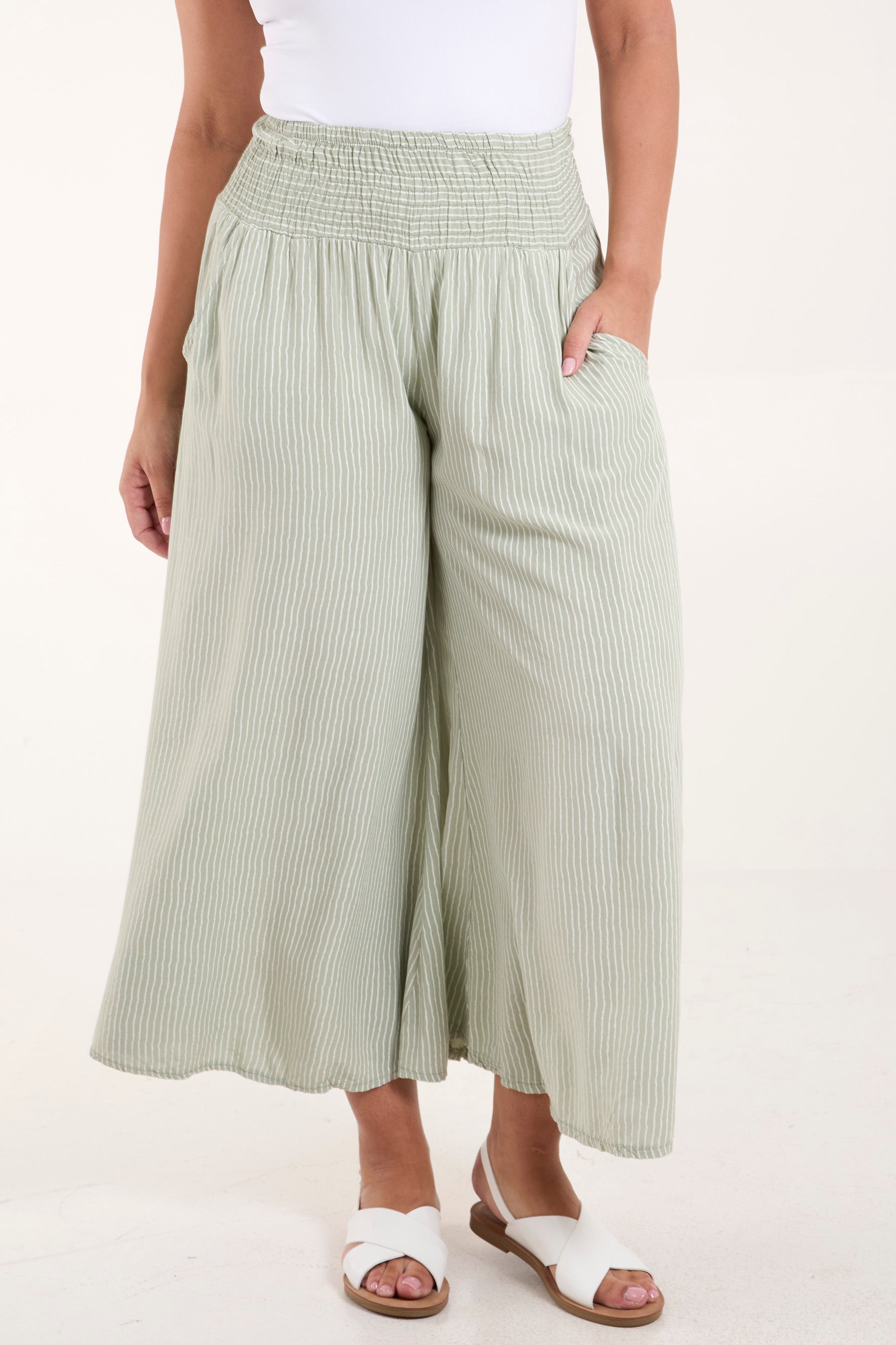 Pinstripe Wide Leg Trousers