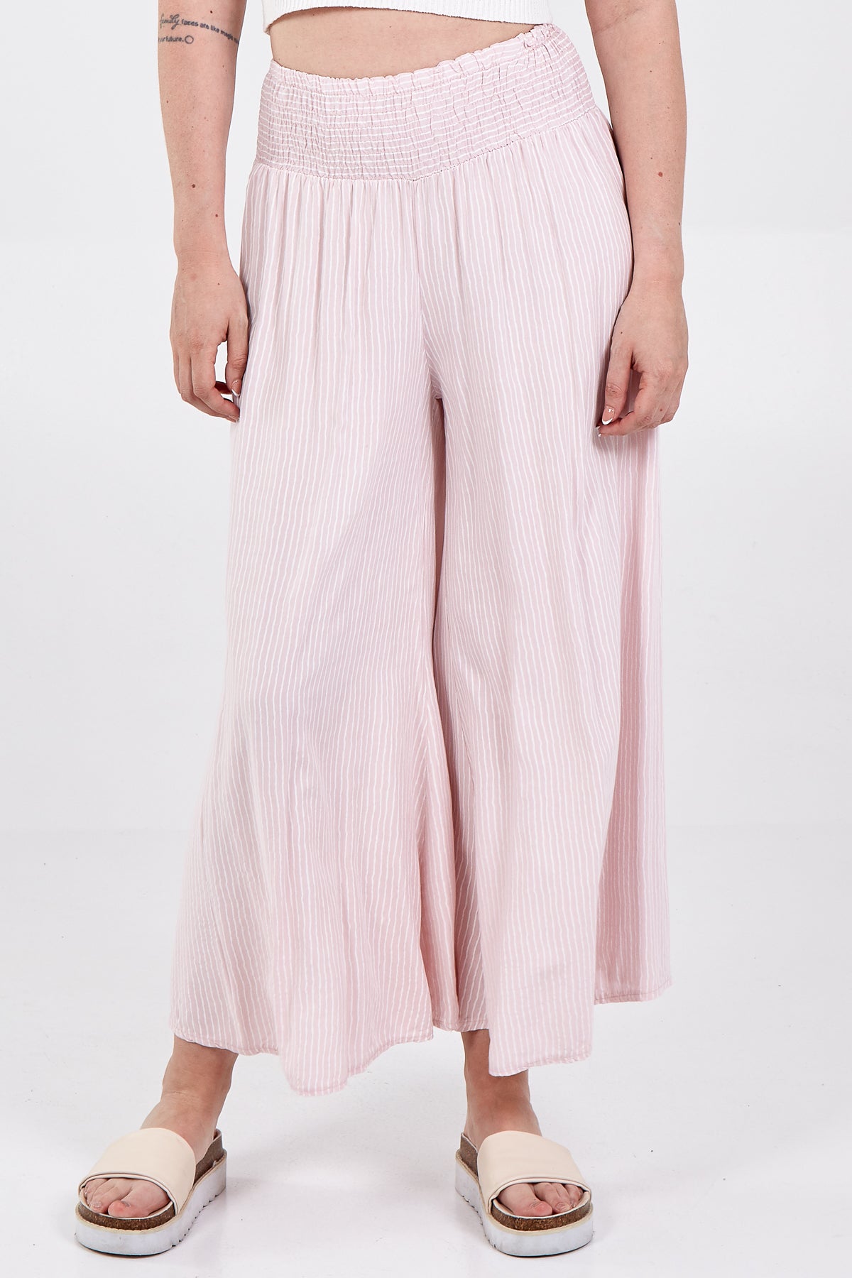 Pinstripe Wide Leg Trousers