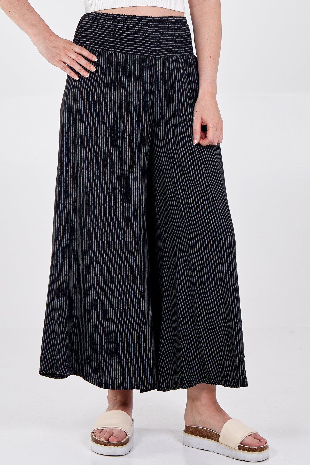 Pinstripe Wide Leg Trousers