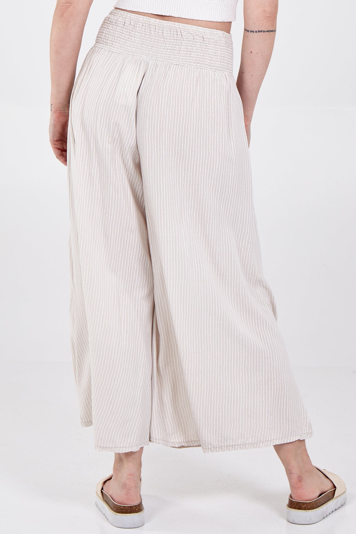 Pinstripe Wide Leg Trousers