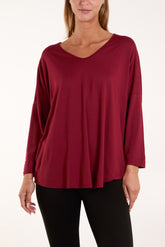 High Low Curved Hem Long Sleeve Top