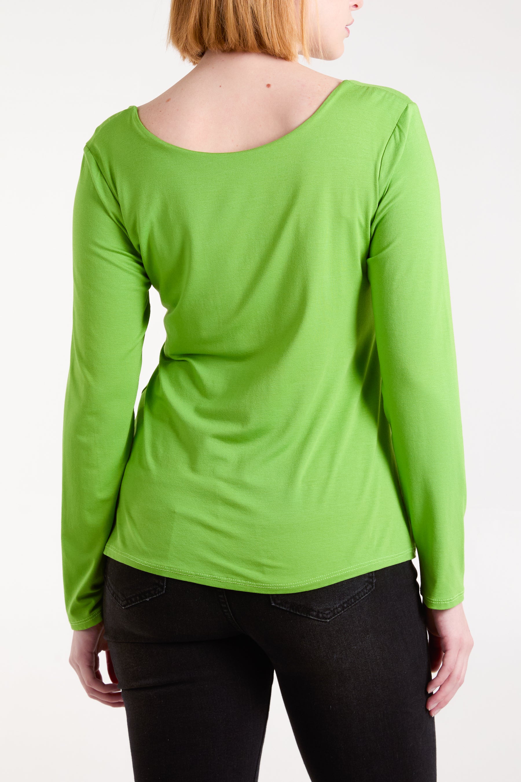 Basic Double Layer Scoop Neck Long Sleeve Top