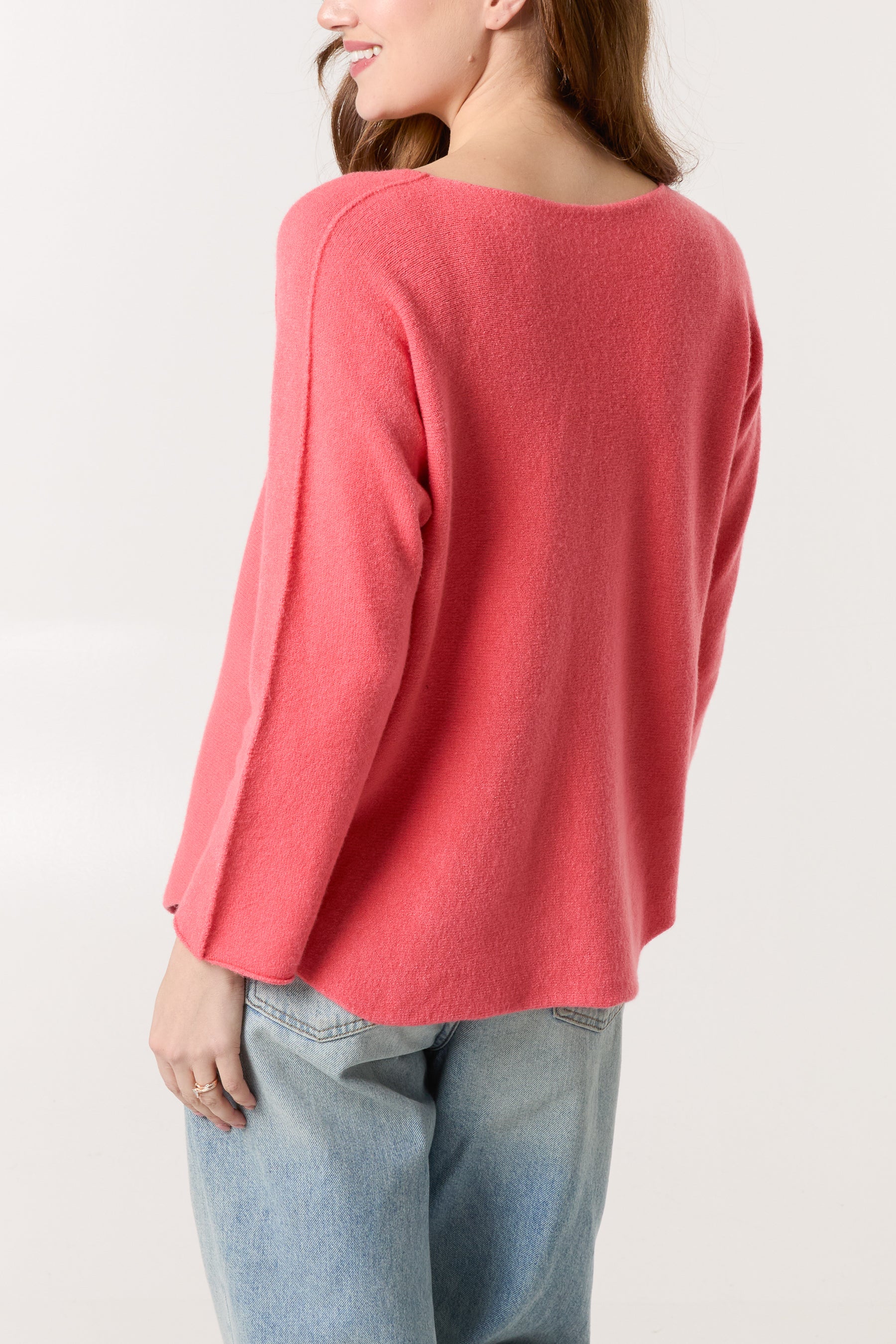 V Neck Jumper With Raw Edge