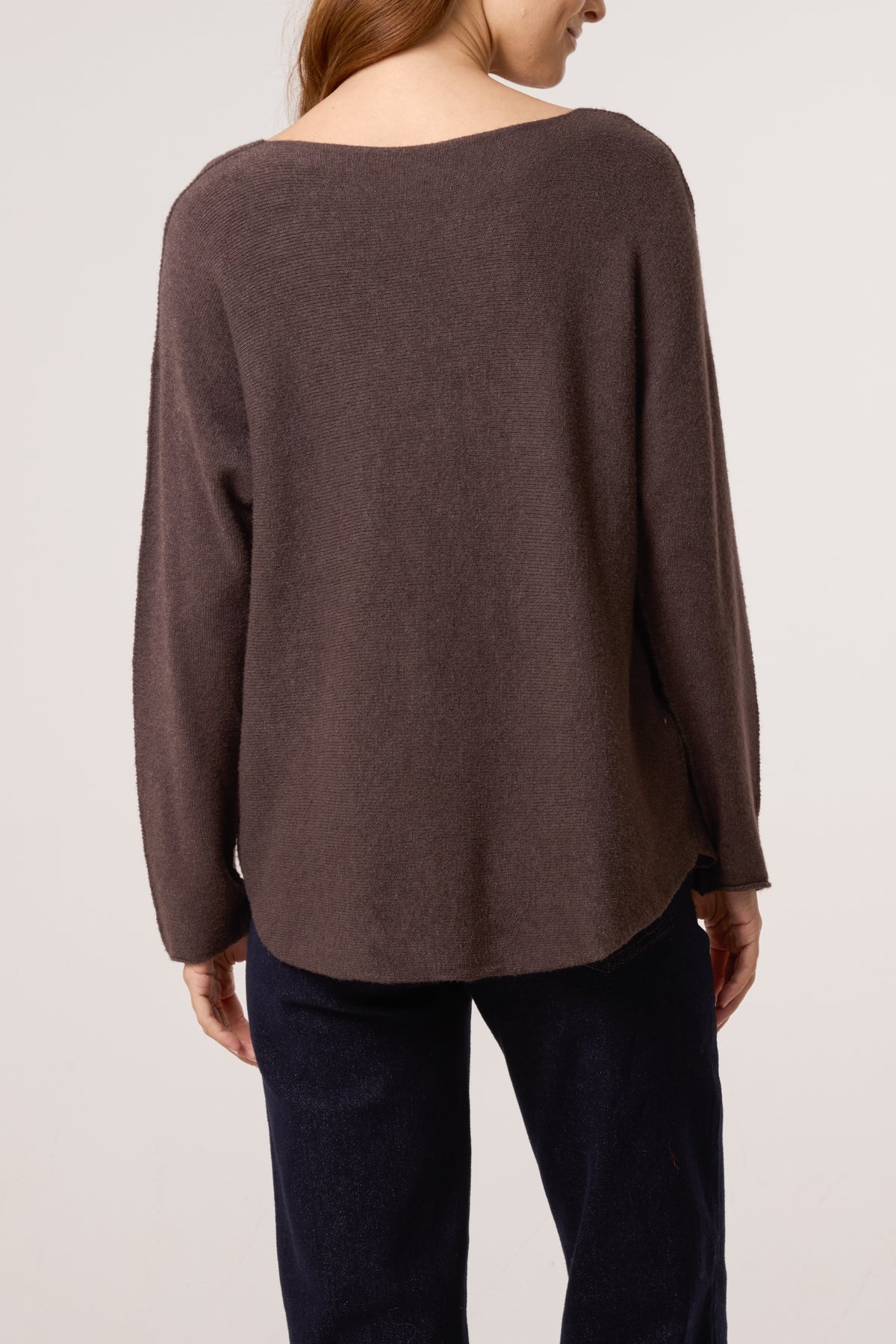 V Neck Jumper With Raw Edge