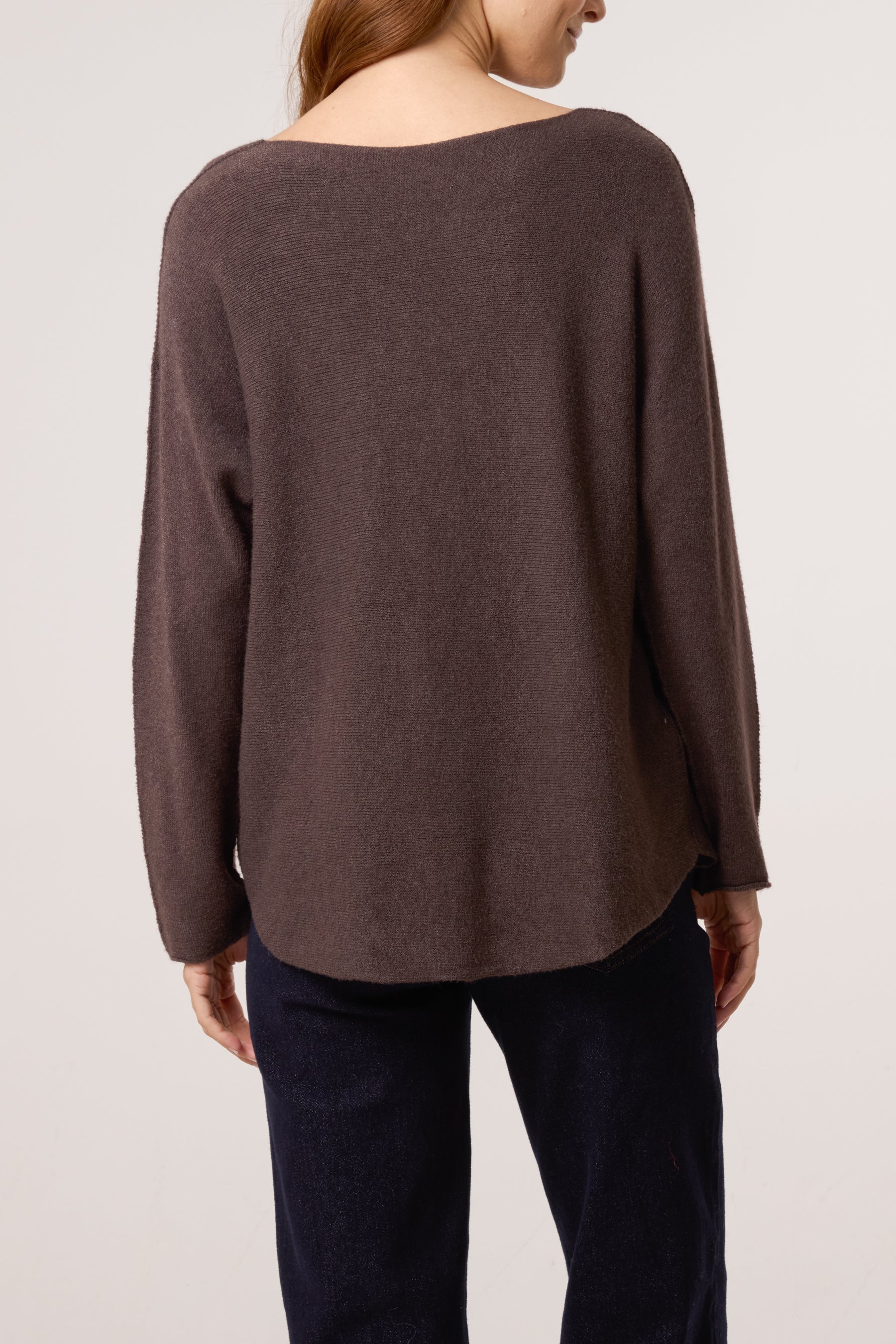 V Neck Jumper With Raw Edge