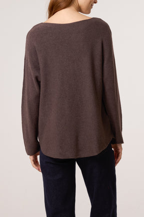 V Neck Jumper With Raw Edge
