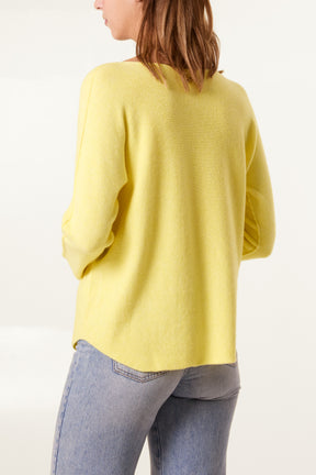 V Neck Jumper With Raw Edge