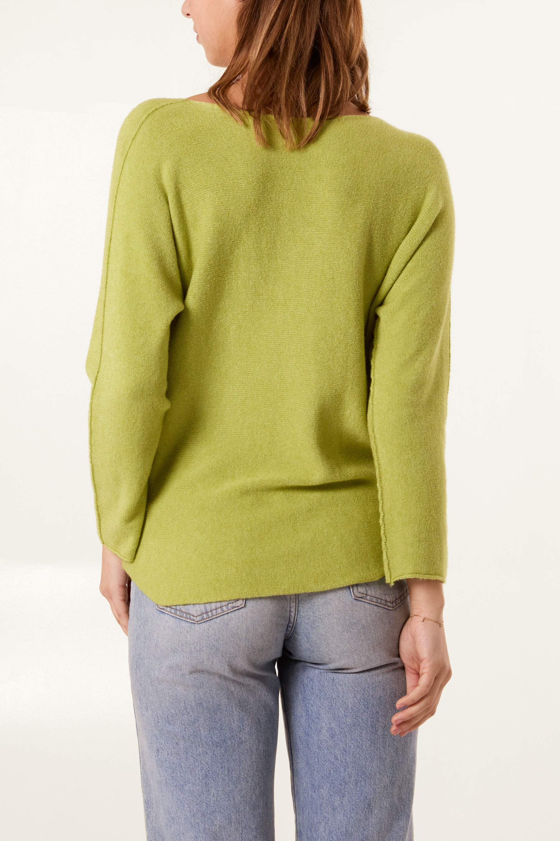 V Neck Jumper With Raw Edge