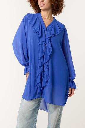 Ruffle Detail High Low Blouse