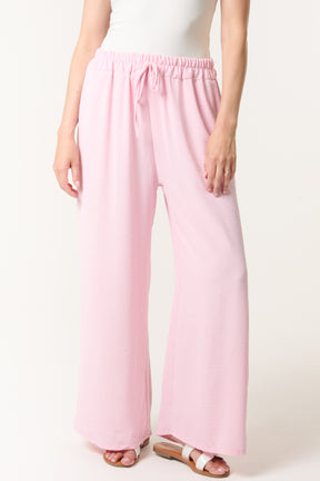 Shirred Deep Waist Band Wide Culottes