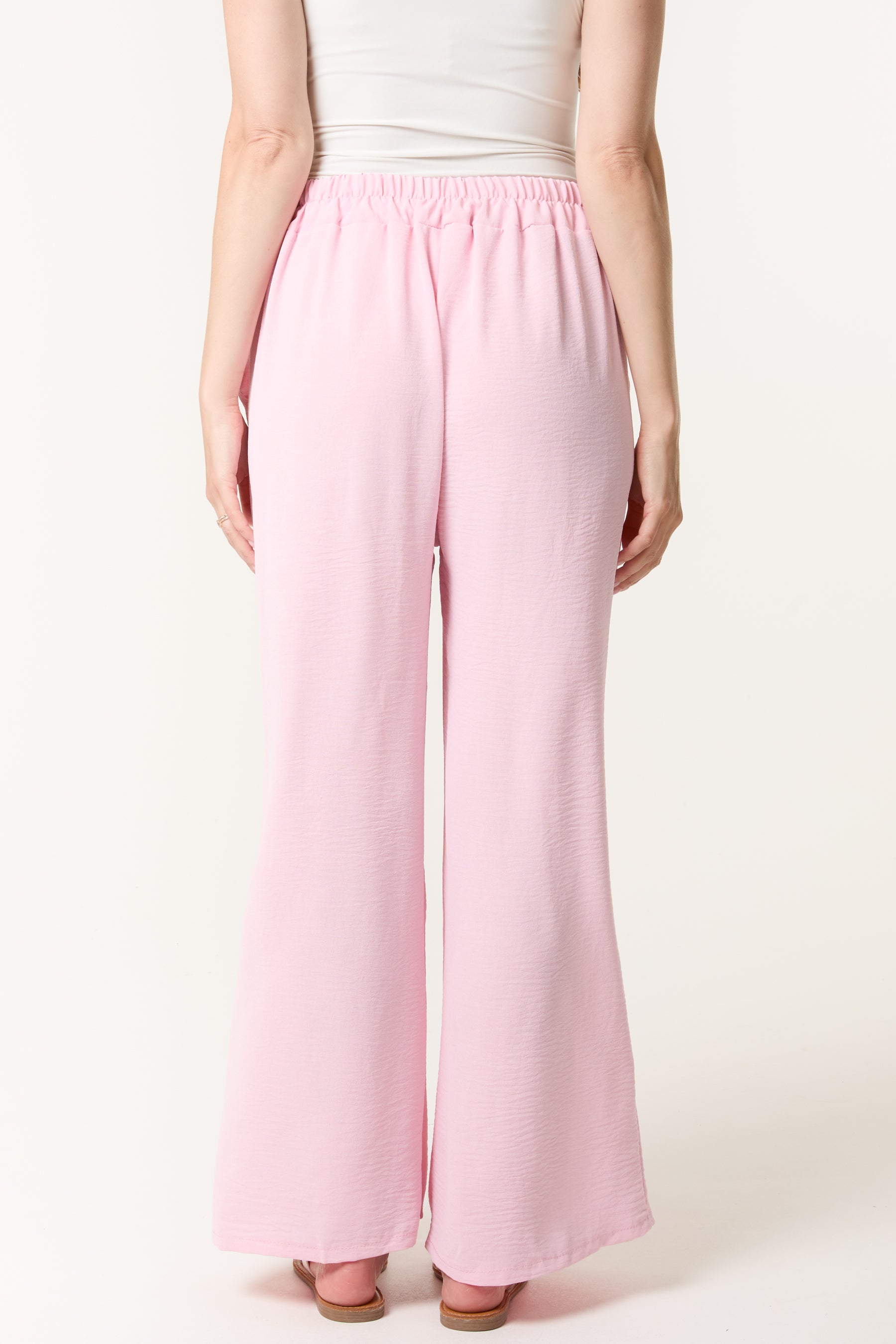 Shirred Deep Waist Band Wide Culottes