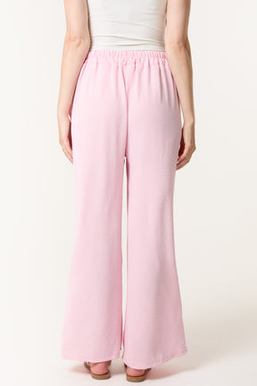 Shirred Deep Waist Band Wide Culottes