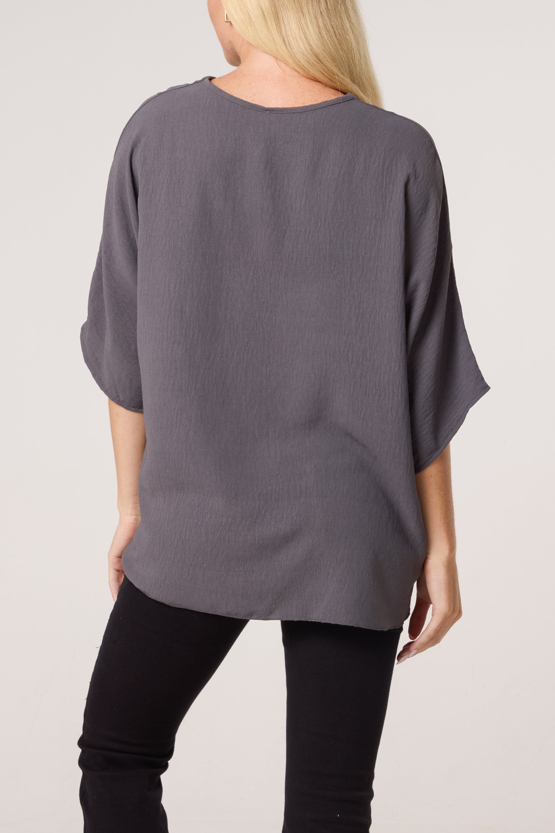 V-Neck Centre Front Tie Hem Blouse