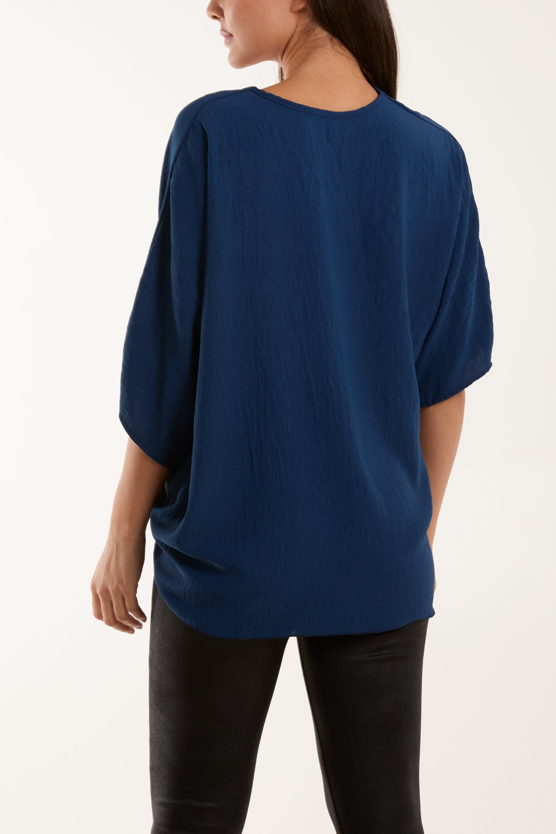 V-Neck Centre Front Tie Hem Blouse