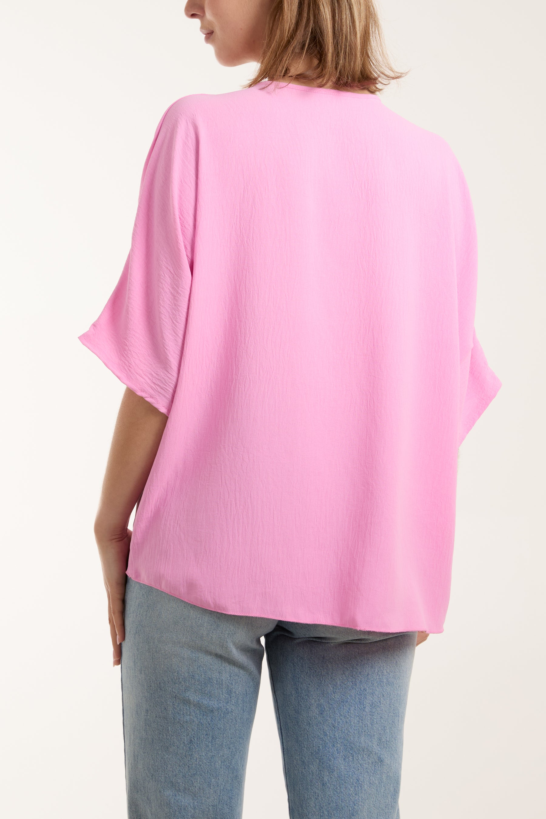 V-Neck Centre Front Tie Hem Blouse