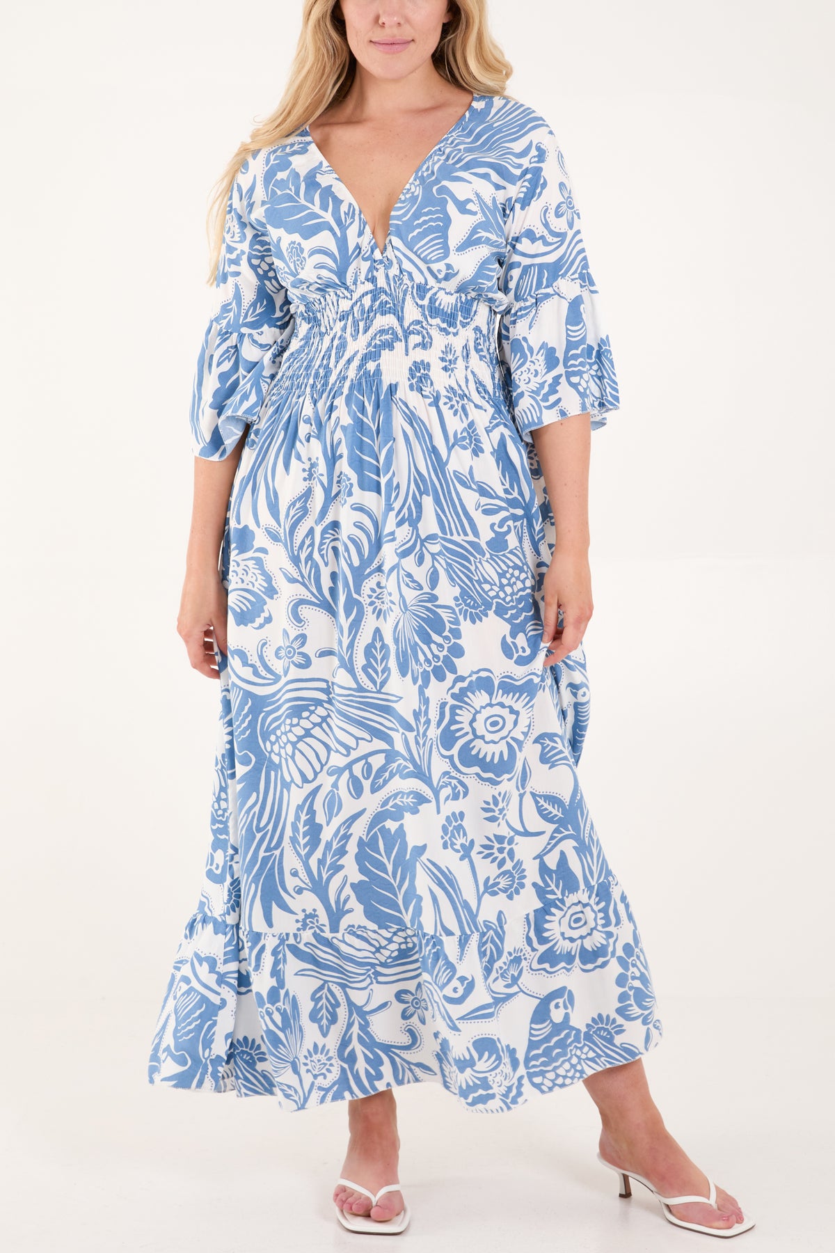 Floral Shirred Waist Maxi Dress