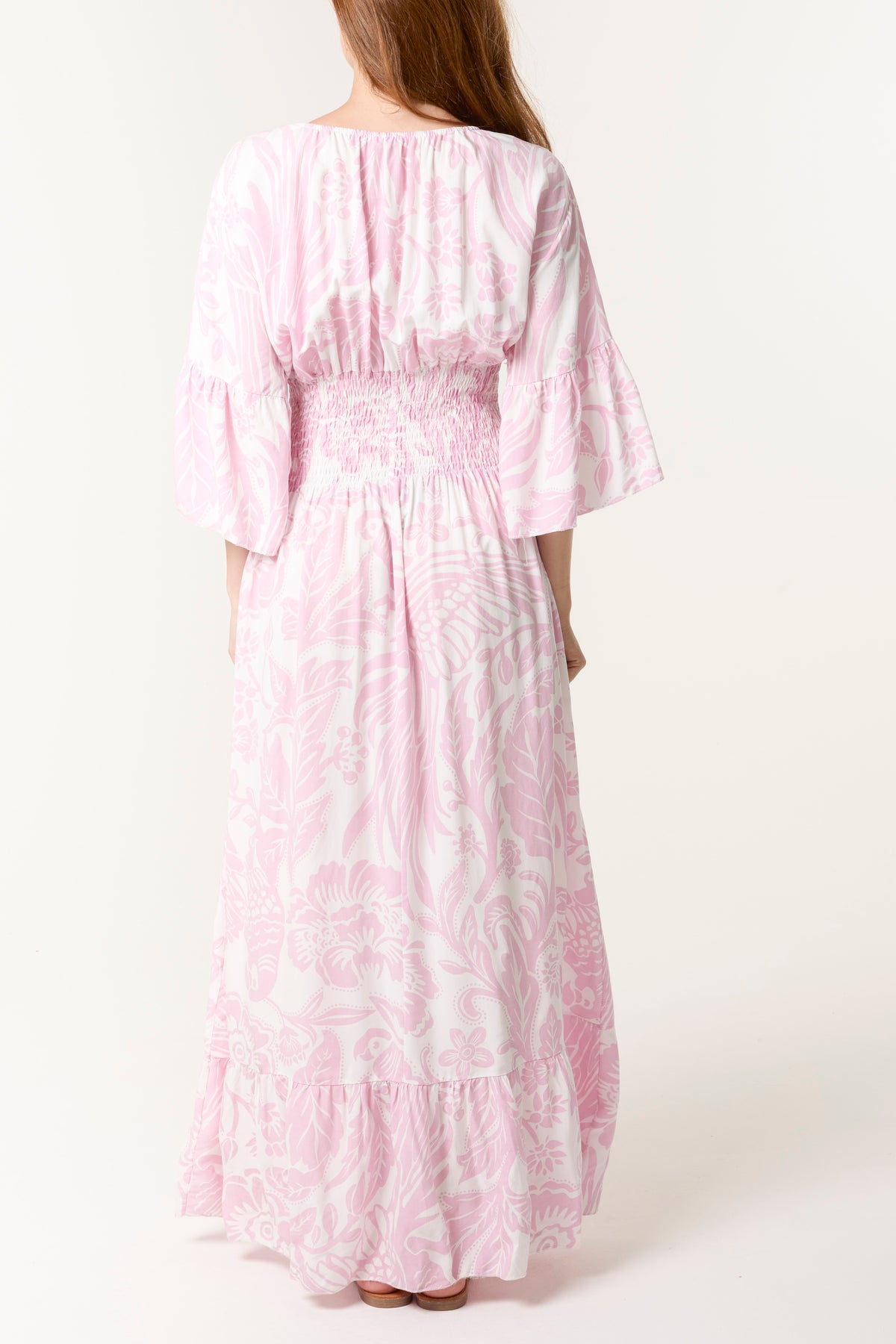 Floral Shirred Waist Maxi Dress