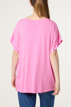 V-Neck Satin Feel T-Shirt