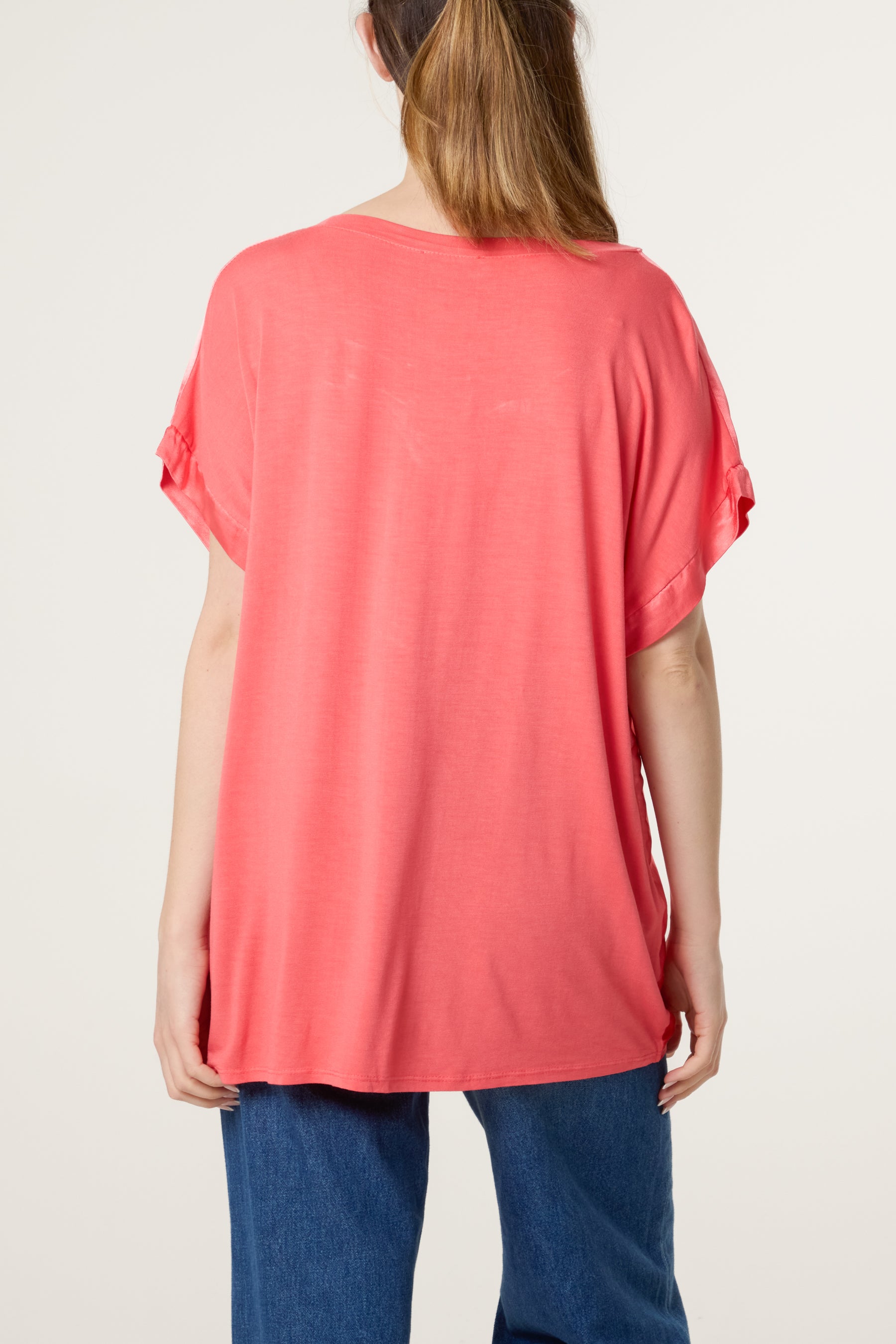 V-Neck Satin Feel T-Shirt