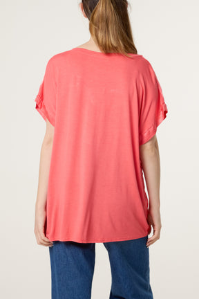 V-Neck Satin Feel T-Shirt