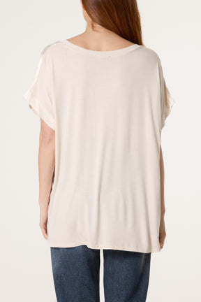 V-Neck Satin Feel T-Shirt